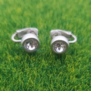 Vintage Swarovski Headlight Crystal Earrings E1030 Clip On Needs A Clean